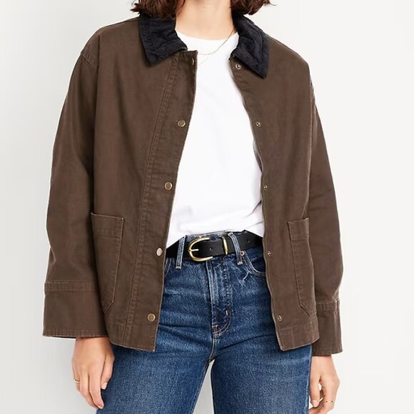 Old Navy Canvas Barn Jacket NWT Chocolate Kiss Size M Medium - Picture 1 of 5